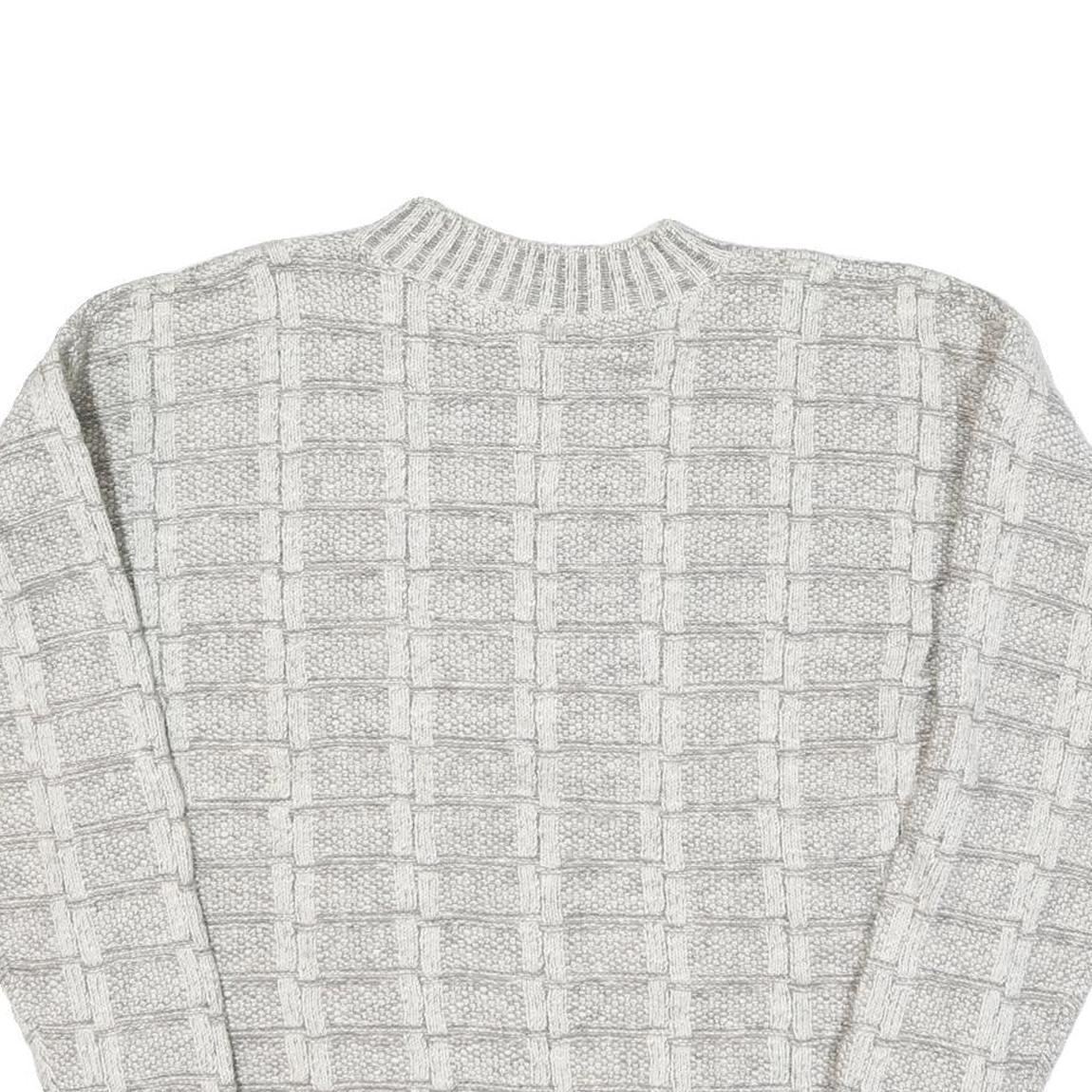 CROSSINGS Mens Cream Patterned Jumper Crew Neck Basic Knit L Wool Blend