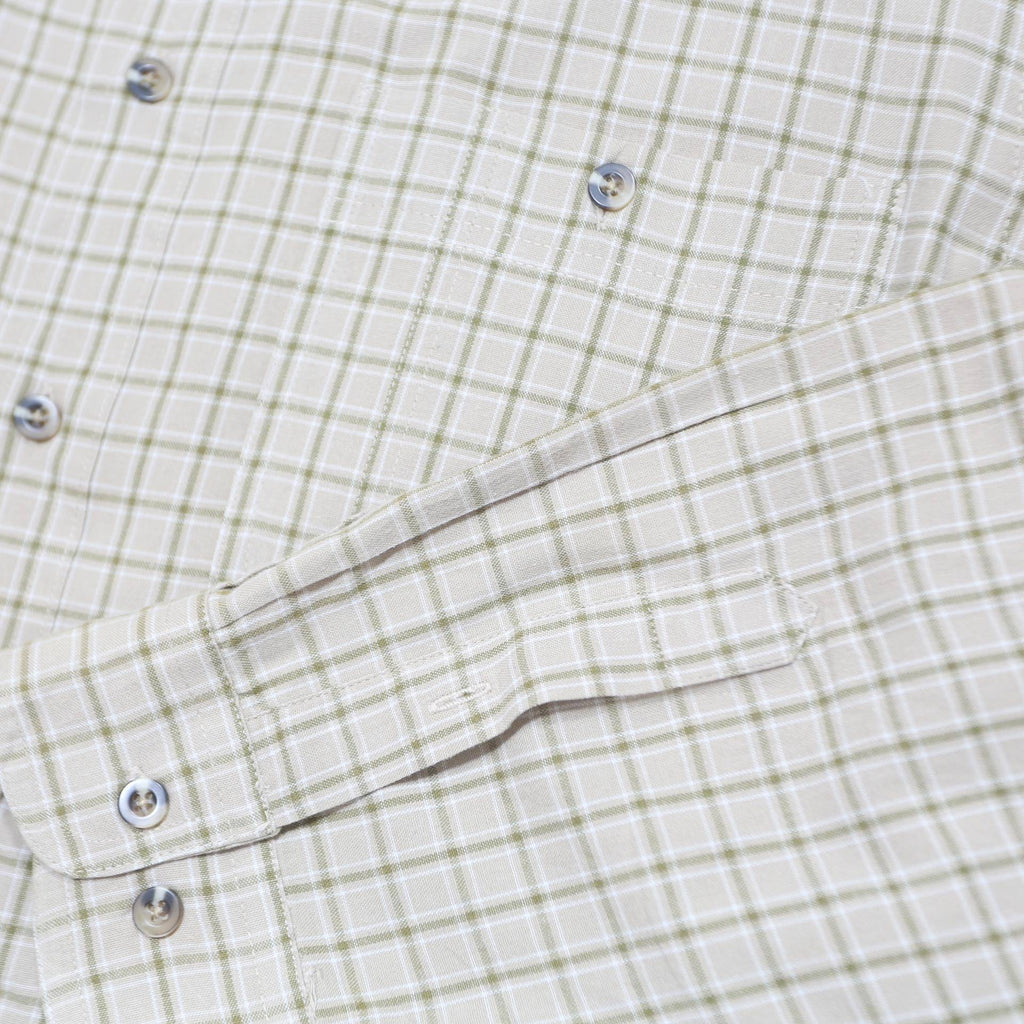 WRANGLER Mens Beige Checked Cotton Blend Shirt L Long Sleeve Casual Button