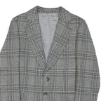 SQUARE DEAL Mens Grey Check Wool Blend Tailored Jacket S Woven Button Closure