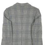 SQUARE DEAL Mens Grey Check Wool Blend Tailored Jacket S Woven Button Closure