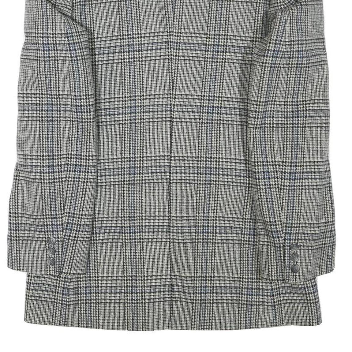 SQUARE DEAL Mens Grey Check Wool Blend Tailored Jacket S Woven Button Closure