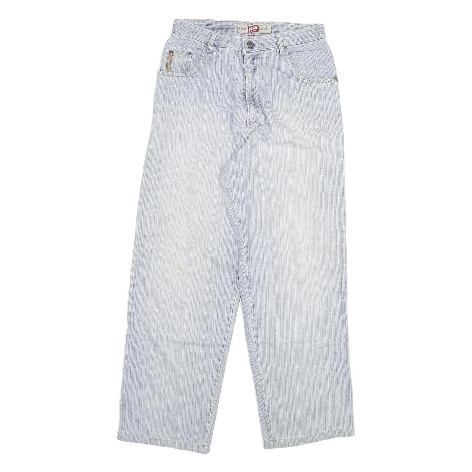 JEAN POINT Mens Regular Fit Blue Straight Denim W29 L28 Cotton Blend Zip Jeans