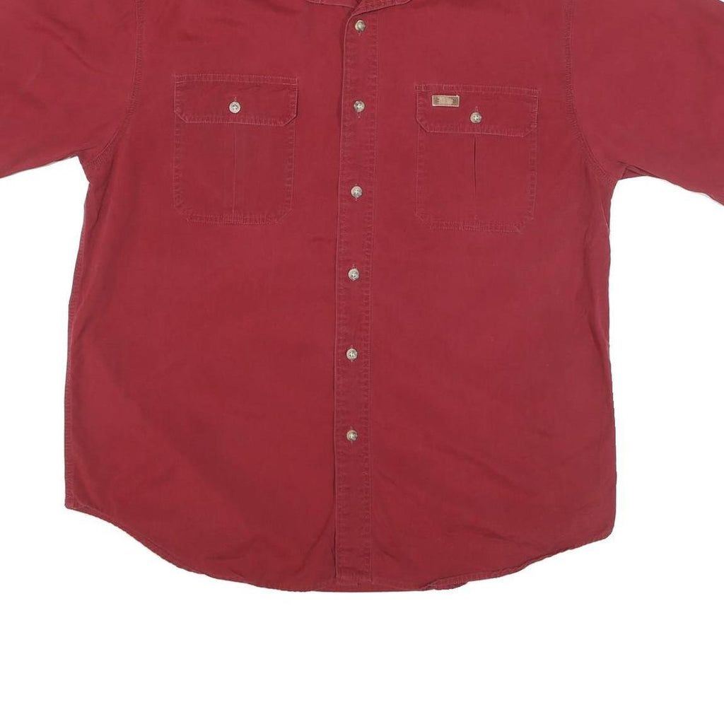 CARHARTT Mens Red Short Sleeve Cotton Blend Shirt L Casual Workwear Button