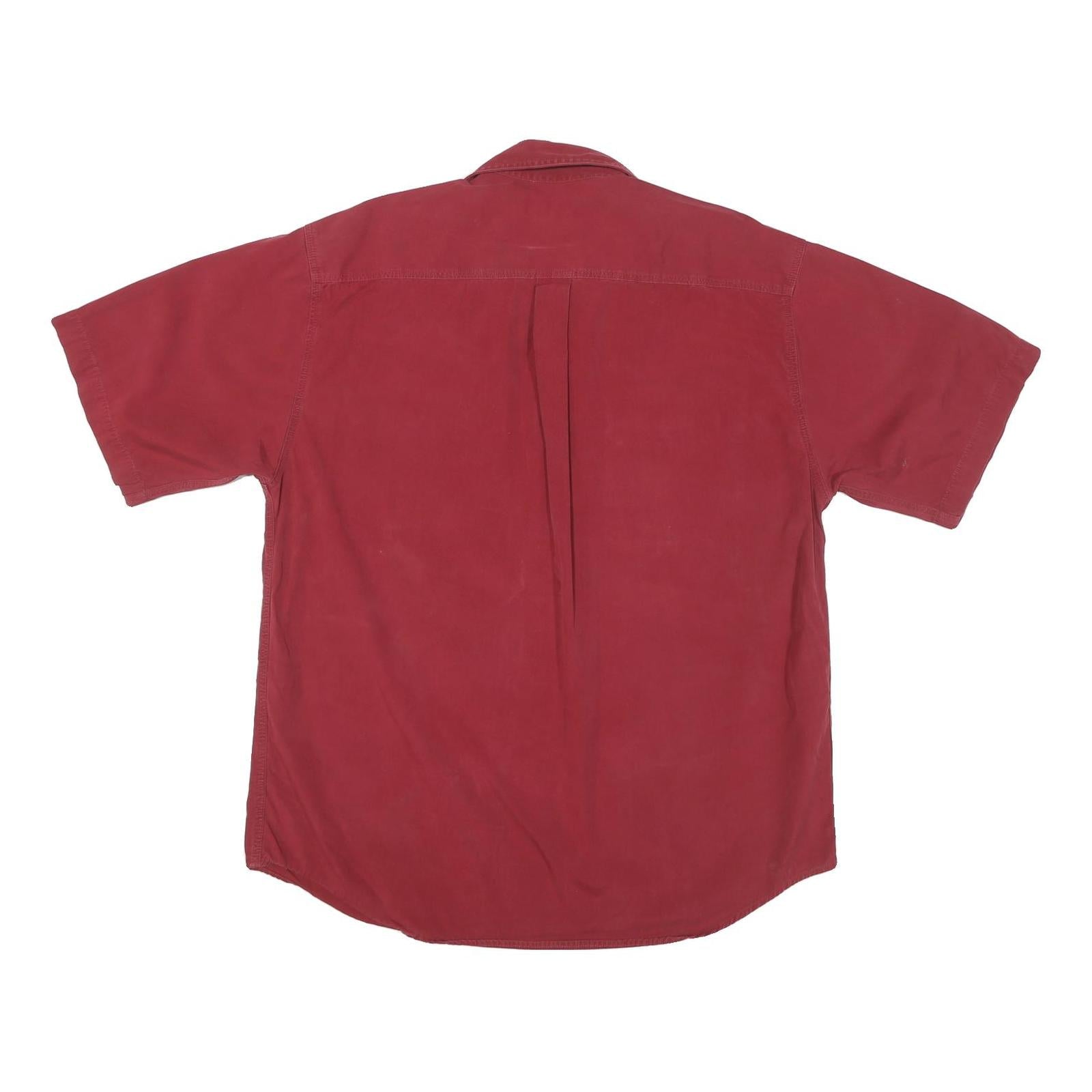 CARHARTT Mens Red Short Sleeve Cotton Blend Shirt L Casual Workwear Button