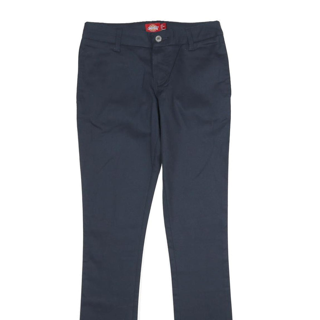 DICKIES Womens Polyester Blend Navy Regular Fit Straight Trousers W26 L33