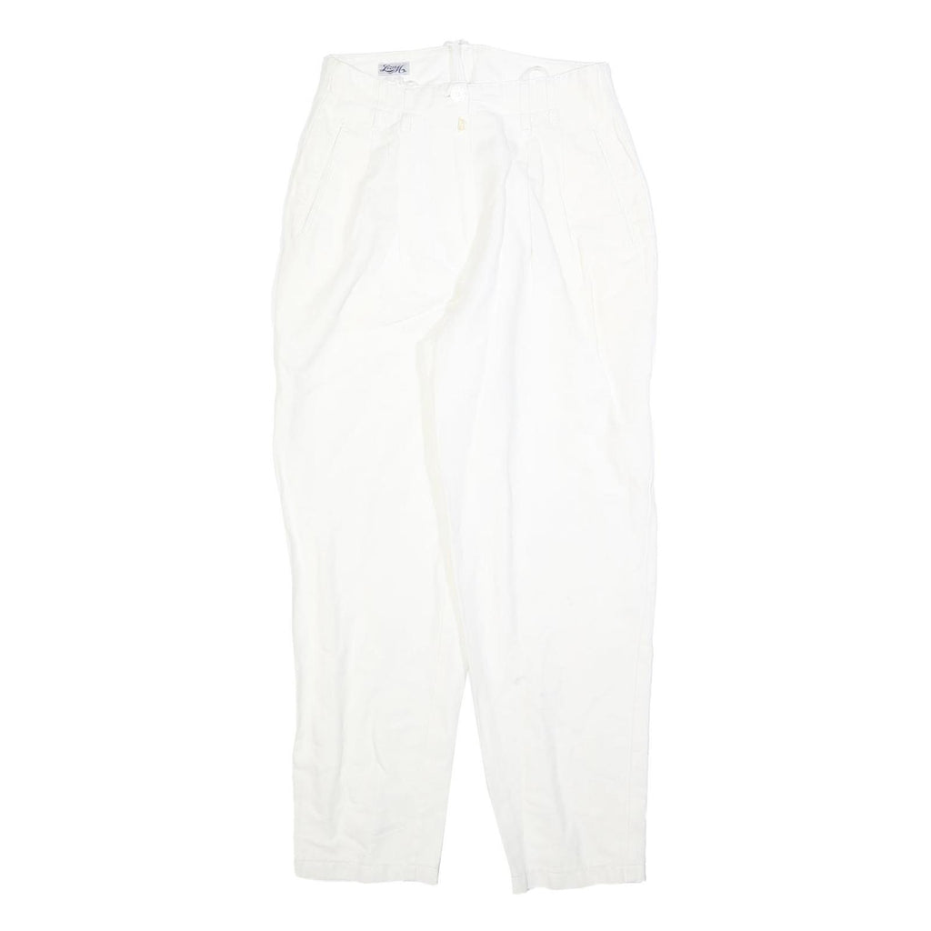 LIZA M Womens Cotton Blend White Regular Fit Straight Leg Trousers W28 L28
