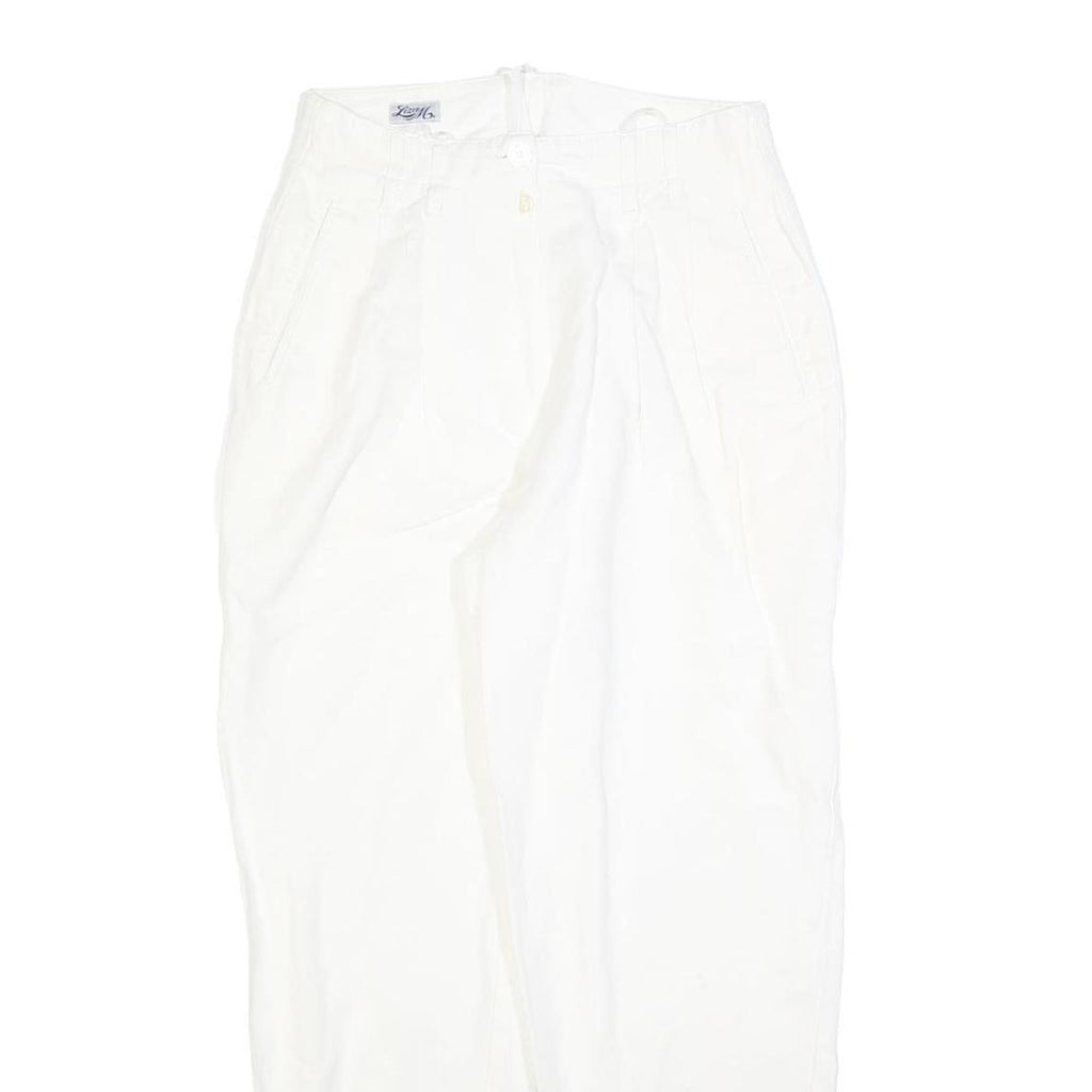 LIZA M Womens Cotton Blend White Regular Fit Straight Leg Trousers W28 L28