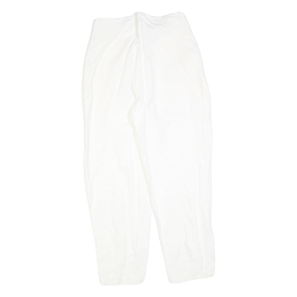 LIZA M Womens Cotton Blend White Regular Fit Straight Leg Trousers W28 L28