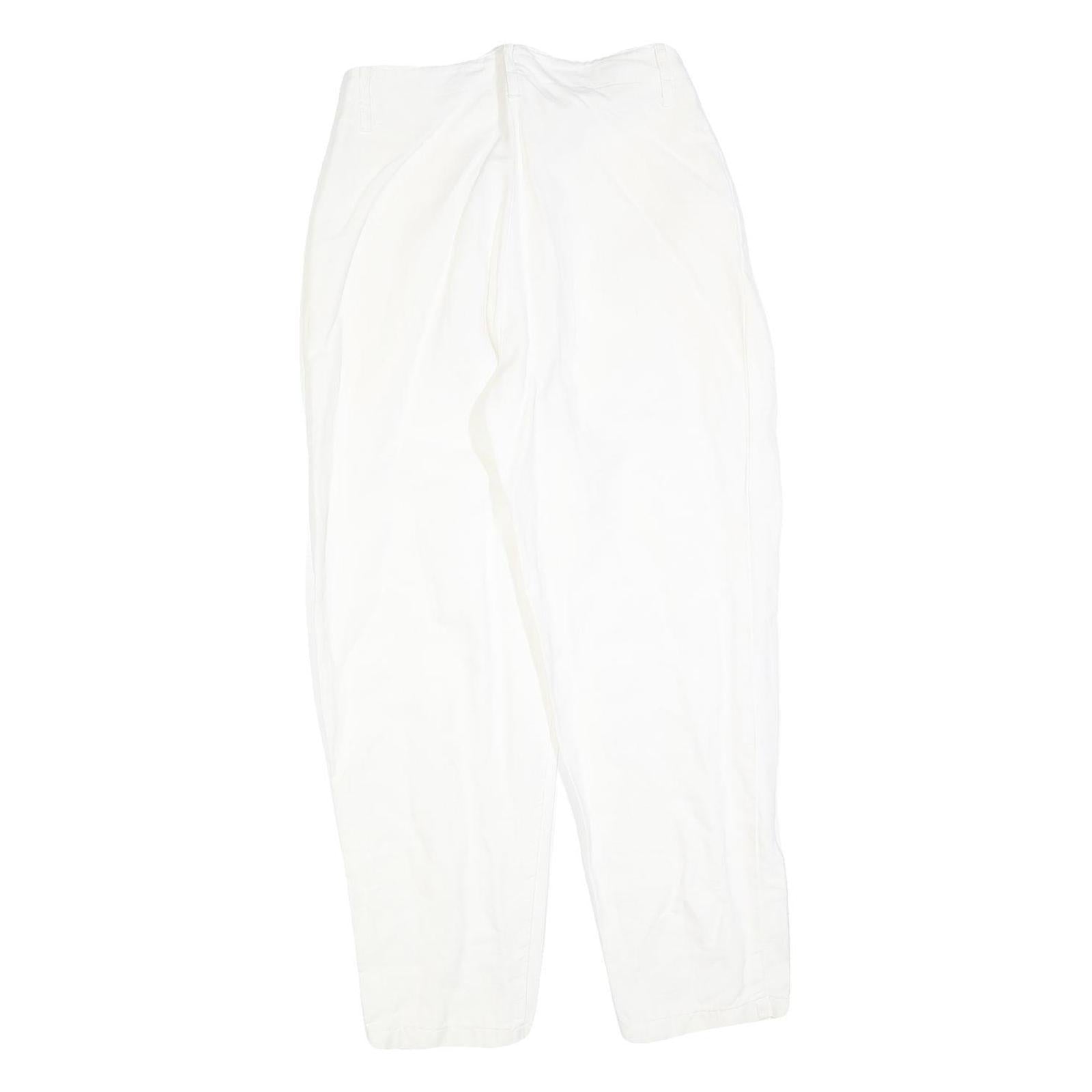 LIZA M Womens Cotton Blend White Regular Fit Straight Leg Trousers W28 L28