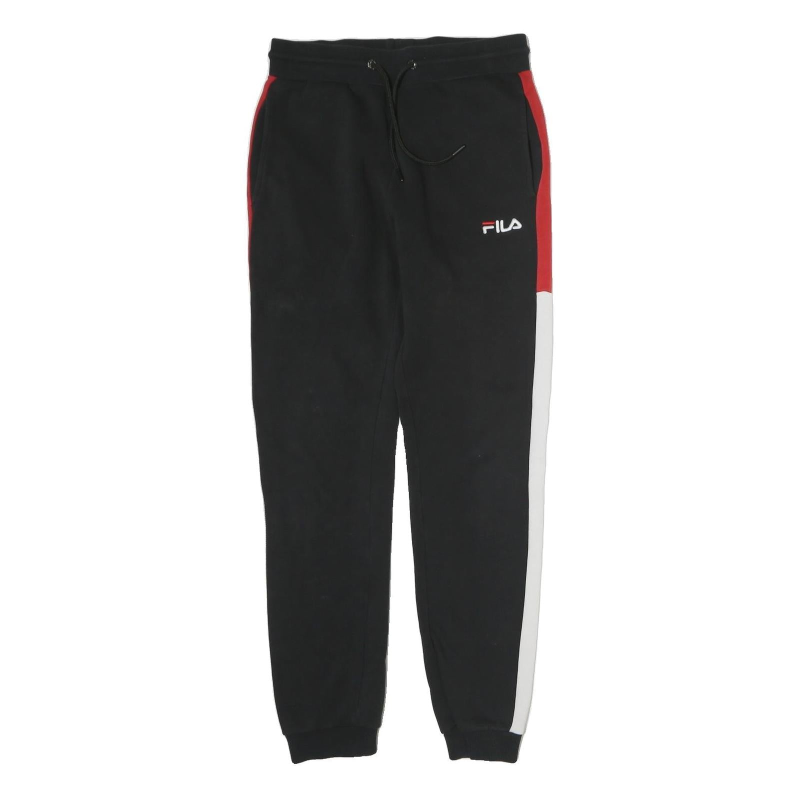 FILA Mens Joggers Black Red & White S W28 L29 Slim Tapered Fit Sportswear