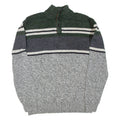 CHAPS Mens Patterned Jumper Grey Colourblock Button Neck Tight Knit L