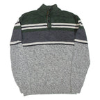 CHAPS Mens Patterned Jumper Grey Colourblock Button Neck Tight Knit L