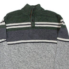 CHAPS Mens Patterned Jumper Grey Colourblock Button Neck Tight Knit L