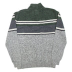 CHAPS Mens Patterned Jumper Grey Colourblock Button Neck Tight Knit L