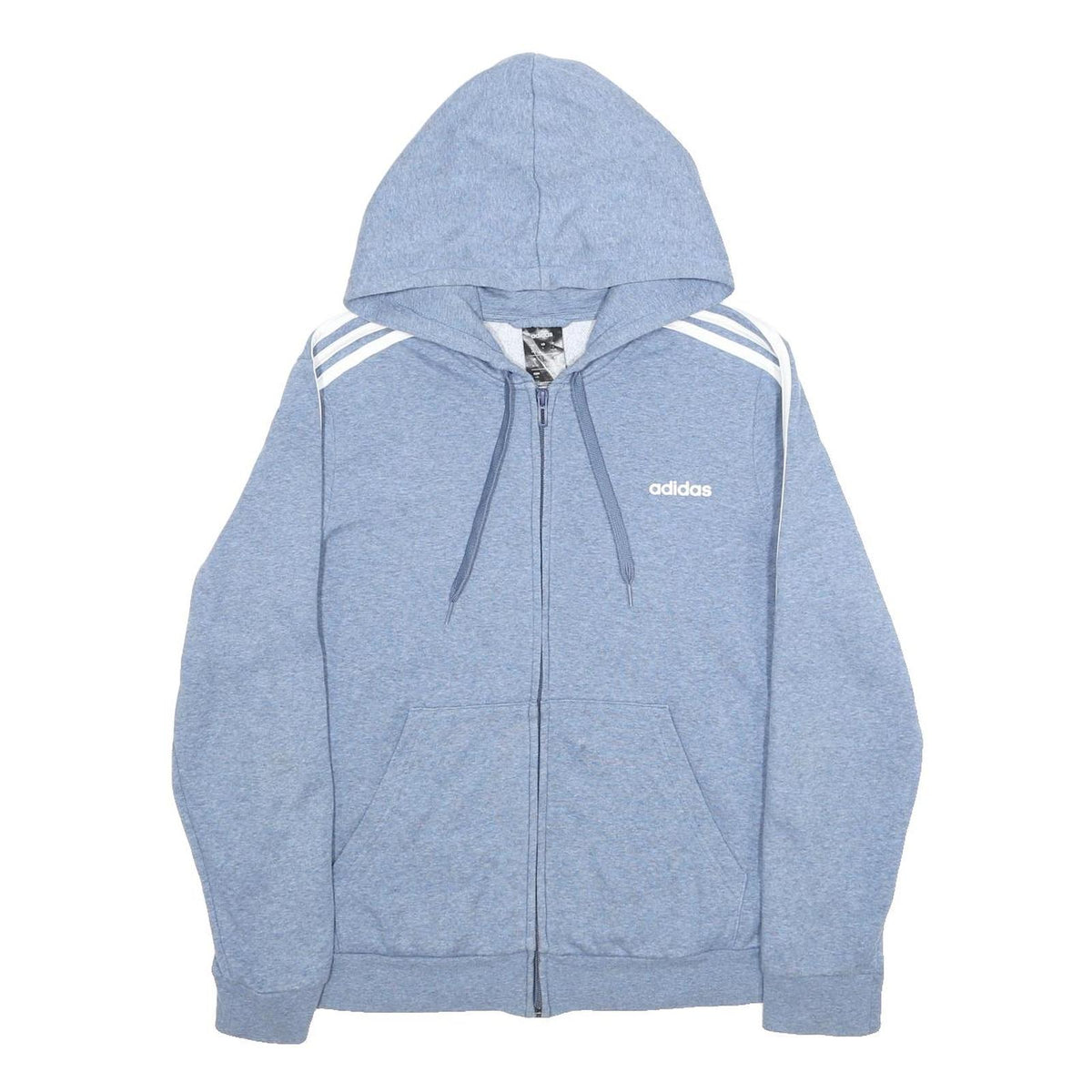 ADIDAS Womens Blue Hoodie Full Zip L Cotton Blend Casual Sports Sweatshirt