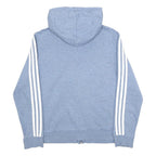 ADIDAS Womens Blue Hoodie Full Zip L Cotton Blend Casual Sports Sweatshirt