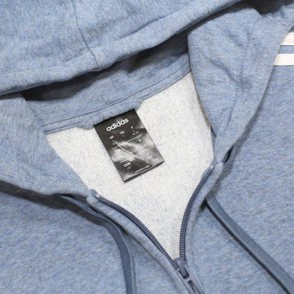 ADIDAS Womens Blue Hoodie Full Zip L Cotton Blend Casual Sports Sweatshirt