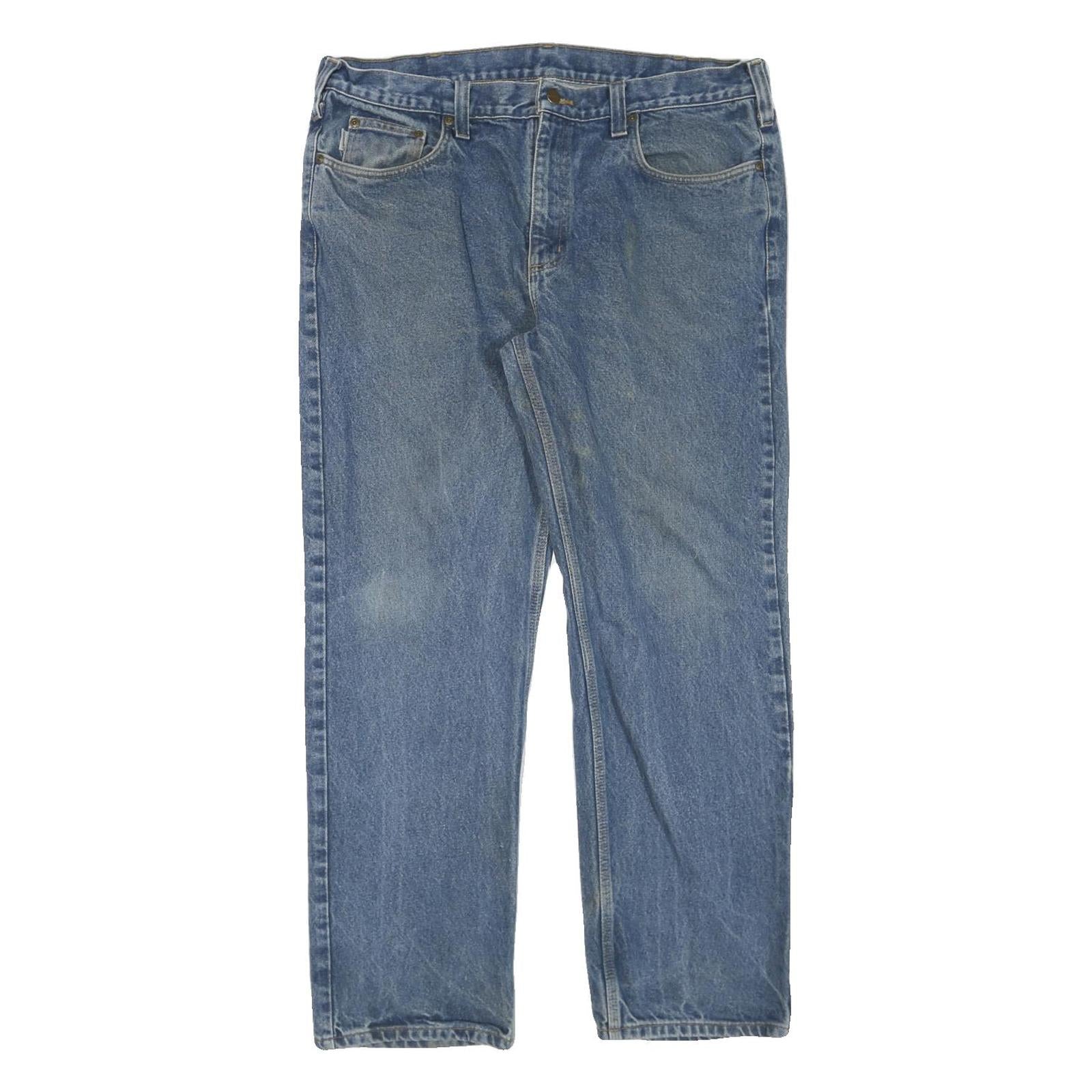 CARHARTT Mens Regular Fit Blue Denim Jeans Zip W38 L30 Classic Cotton Blend