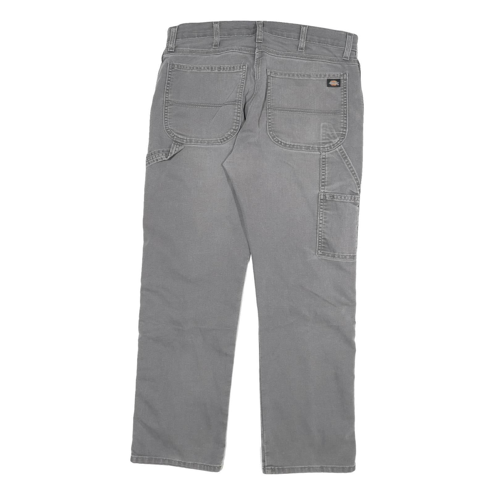 DICKIES Mens Regular Fit Grey Denim Jeans W34 L30 Workwear Zip Closure