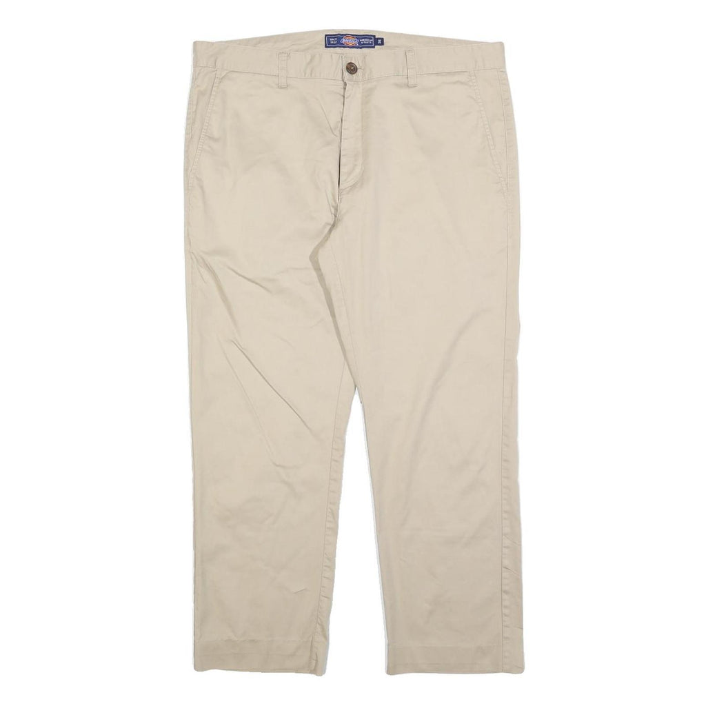 DICKIES Mens Regular Fit Beige Cotton Blend Trousers W36 L26 Workwear Classic
