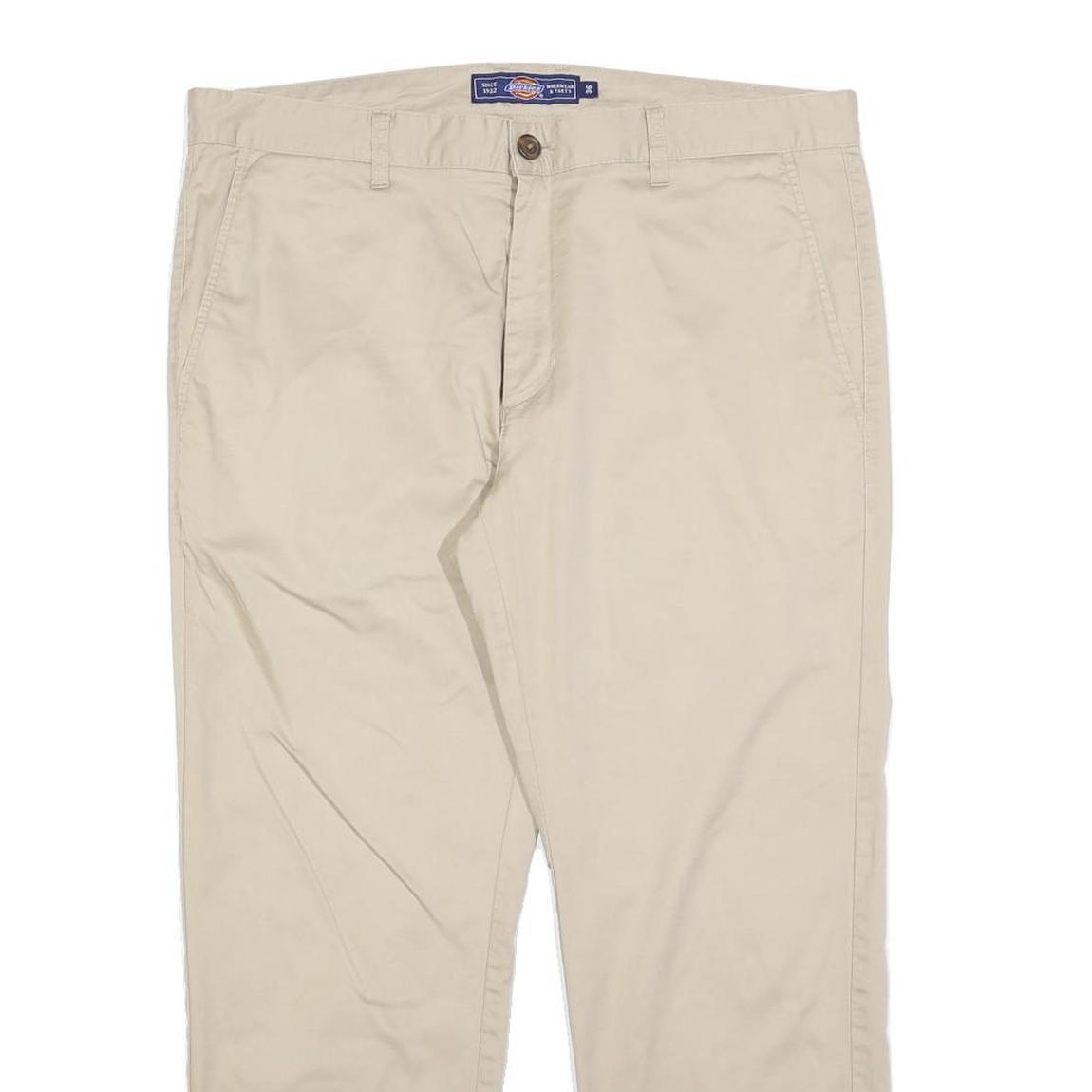 DICKIES Mens Regular Fit Beige Cotton Blend Trousers W36 L26 Workwear Classic
