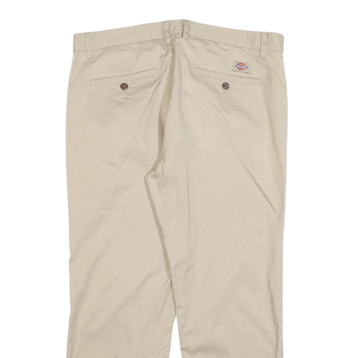 DICKIES Mens Regular Fit Beige Cotton Blend Trousers W36 L26 Workwear Classic