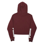 PUMA Womens Maroon Hoodie UK 12 Cropped Cotton Blend Hooded Sweatshirt