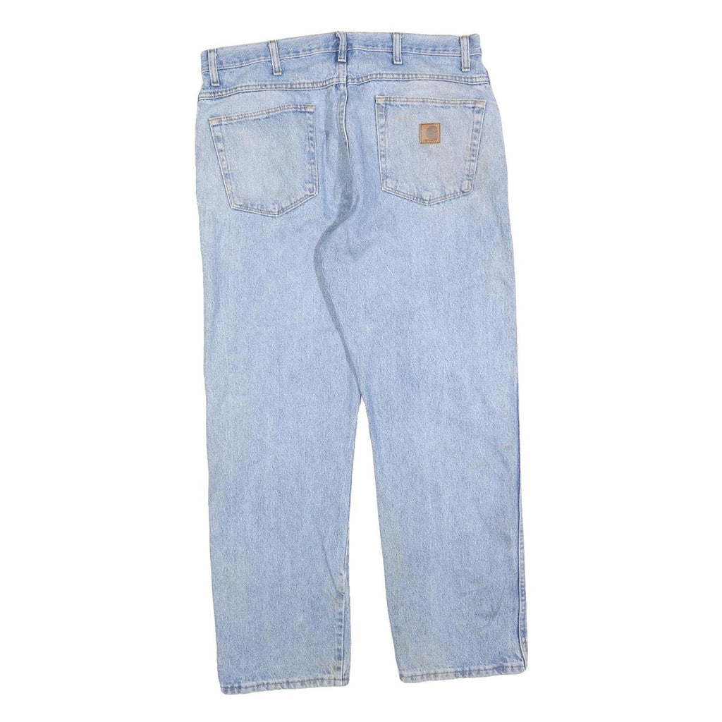 CARHARTT Mens Regular Fit Light Blue Denim Jeans W36 L30 Zip Cotton Blend