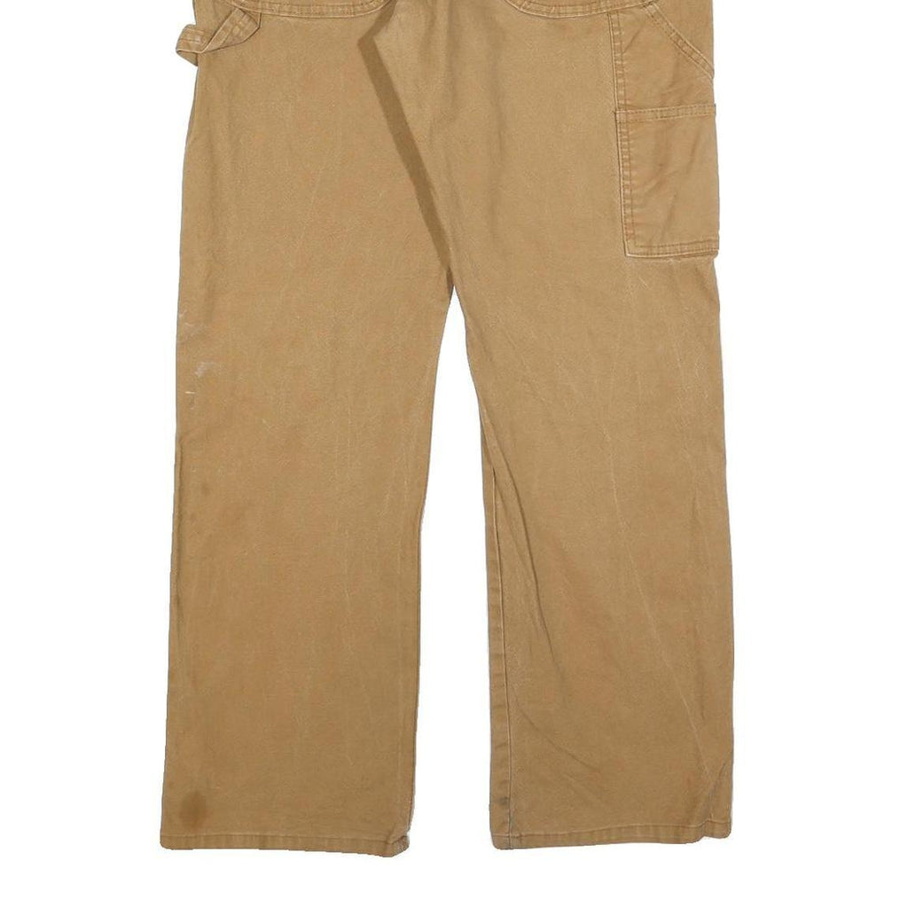 DICKIES Mens Regular Fit Beige Cotton Blend Zip Closure Trousers W34 L32 Utility