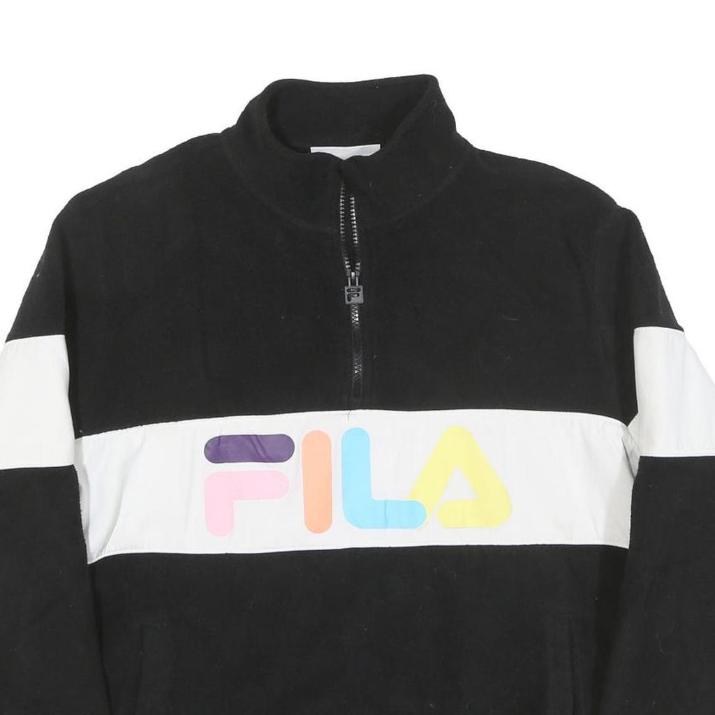 FILA Mens Black & White Jumper Patterned Round Neck Basic Knit L Casual Retro