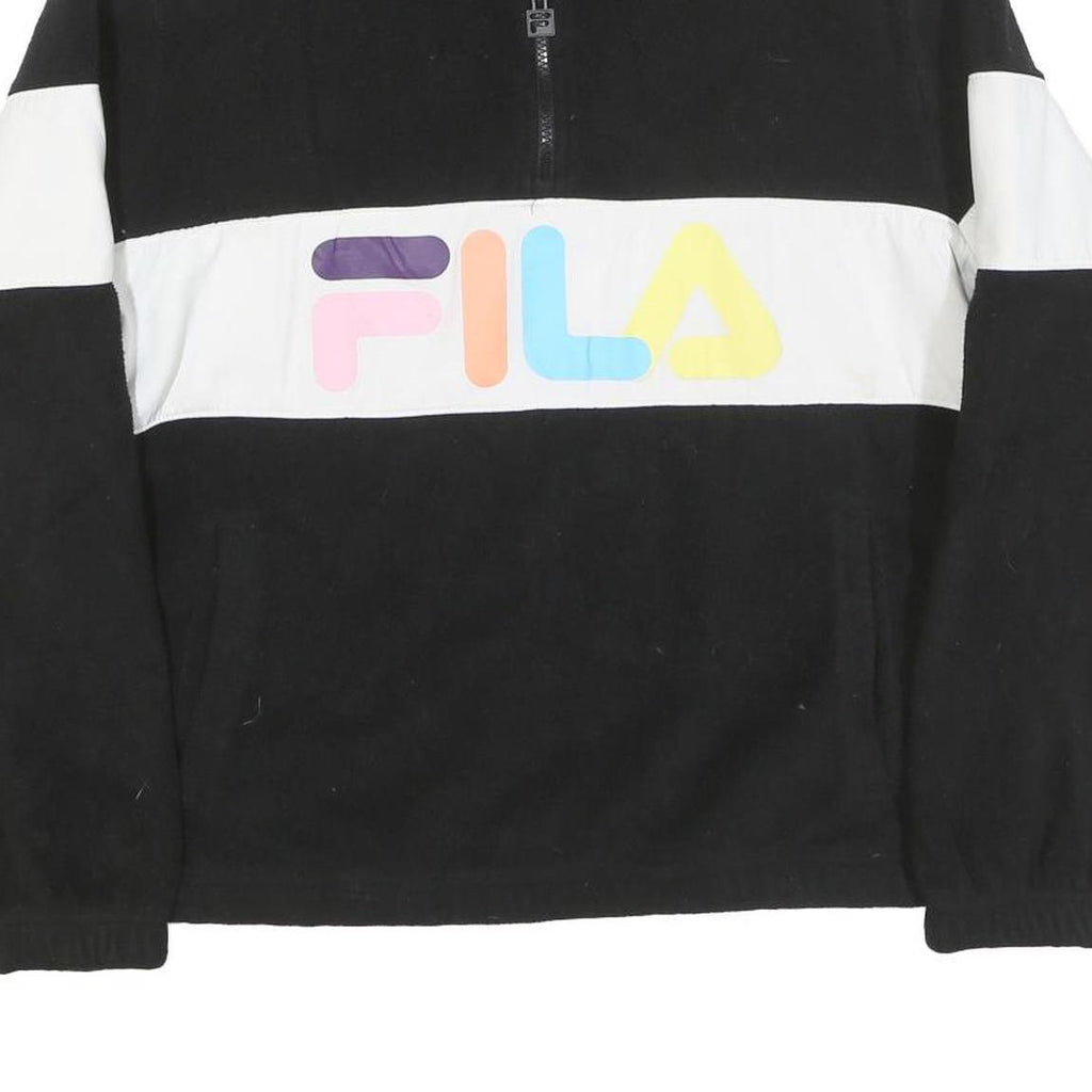 FILA Mens Black & White Jumper Patterned Round Neck Basic Knit L Casual Retro
