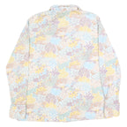 Womens Pastel Blue Yellow Purple Floral Print Shirt M Lightweight Stylish