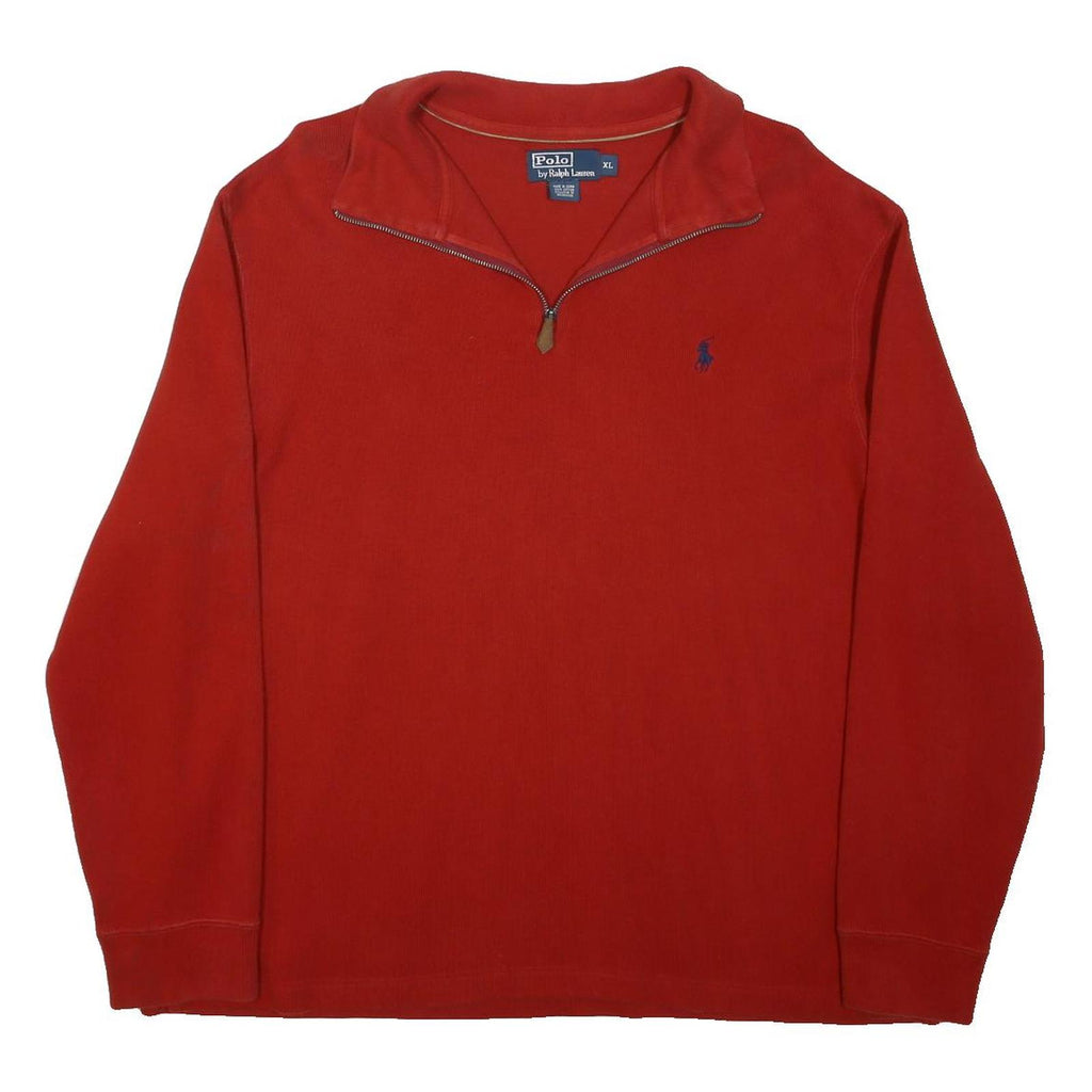POLO RALPH LAUREN Mens Red Pullover Plain Crew Neck Basic Knit XL Classic Cotton