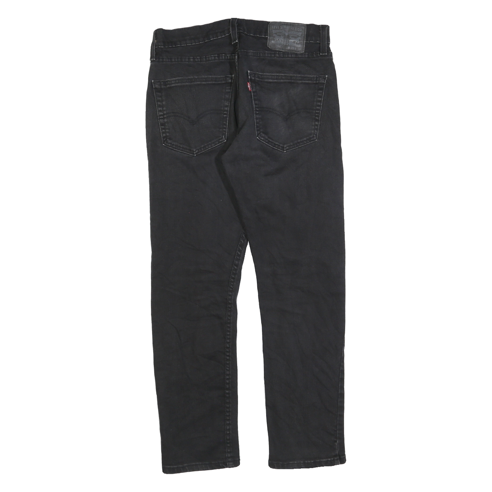 LEVI'S 502 Mens Black Regular Denim Dark W30 L27 Zip Jeans Stylish Comfort