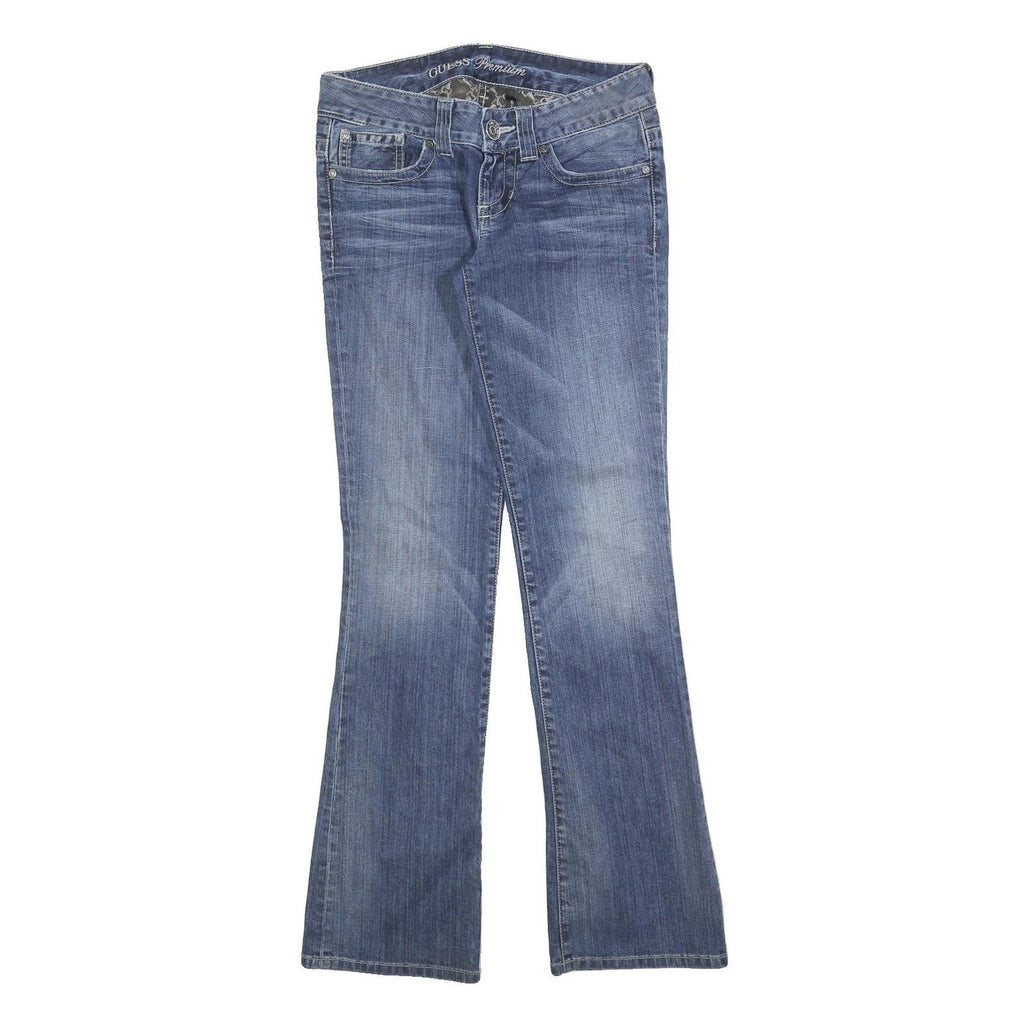 GUESS Womens Blue Regular Flared Denim Medium W30 L32 Jeans Cotton Blend Zip