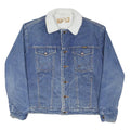 WRANGLER Mens Blue Denim Sherpa Collar Jacket L Cotton Blend Button Closure