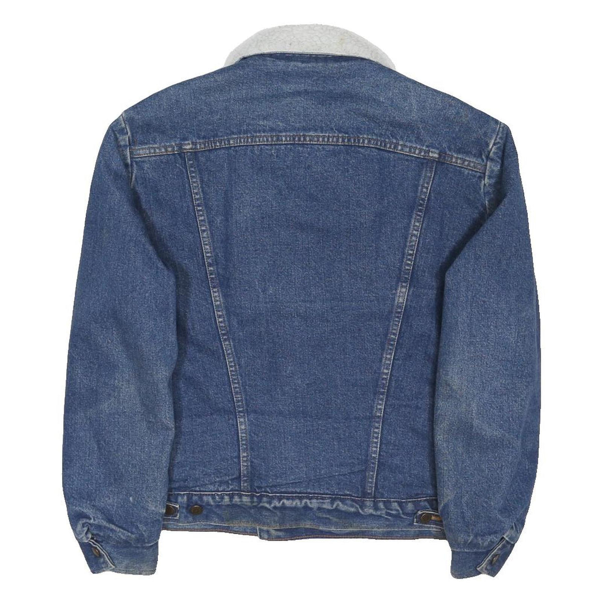 WRANGLER Mens Blue Denim Sherpa Collar Jacket L Cotton Blend Button Closure