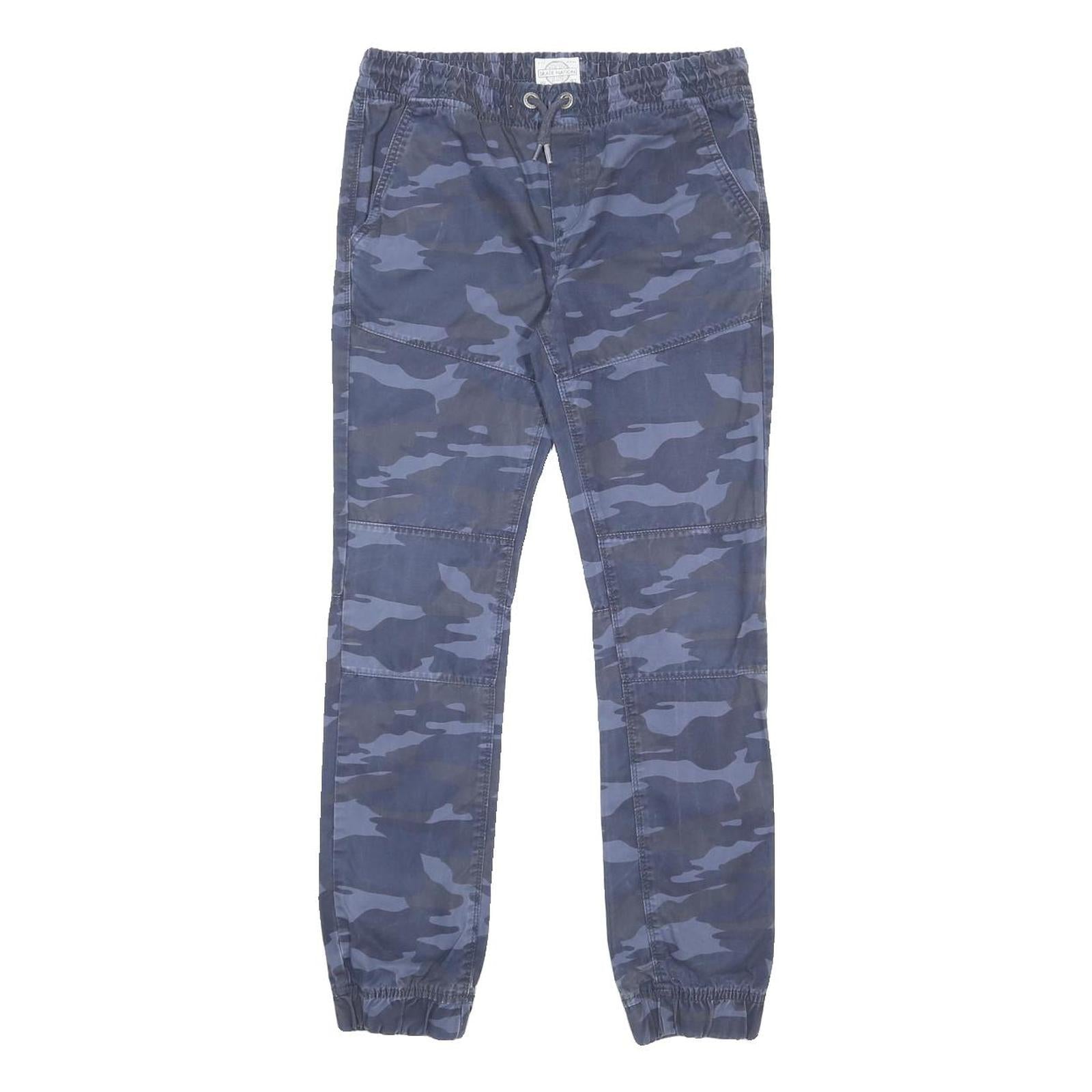 C&A SKATE NATION Boys Cotton Blue Camouflage Slim Tapered Trousers W29 L28