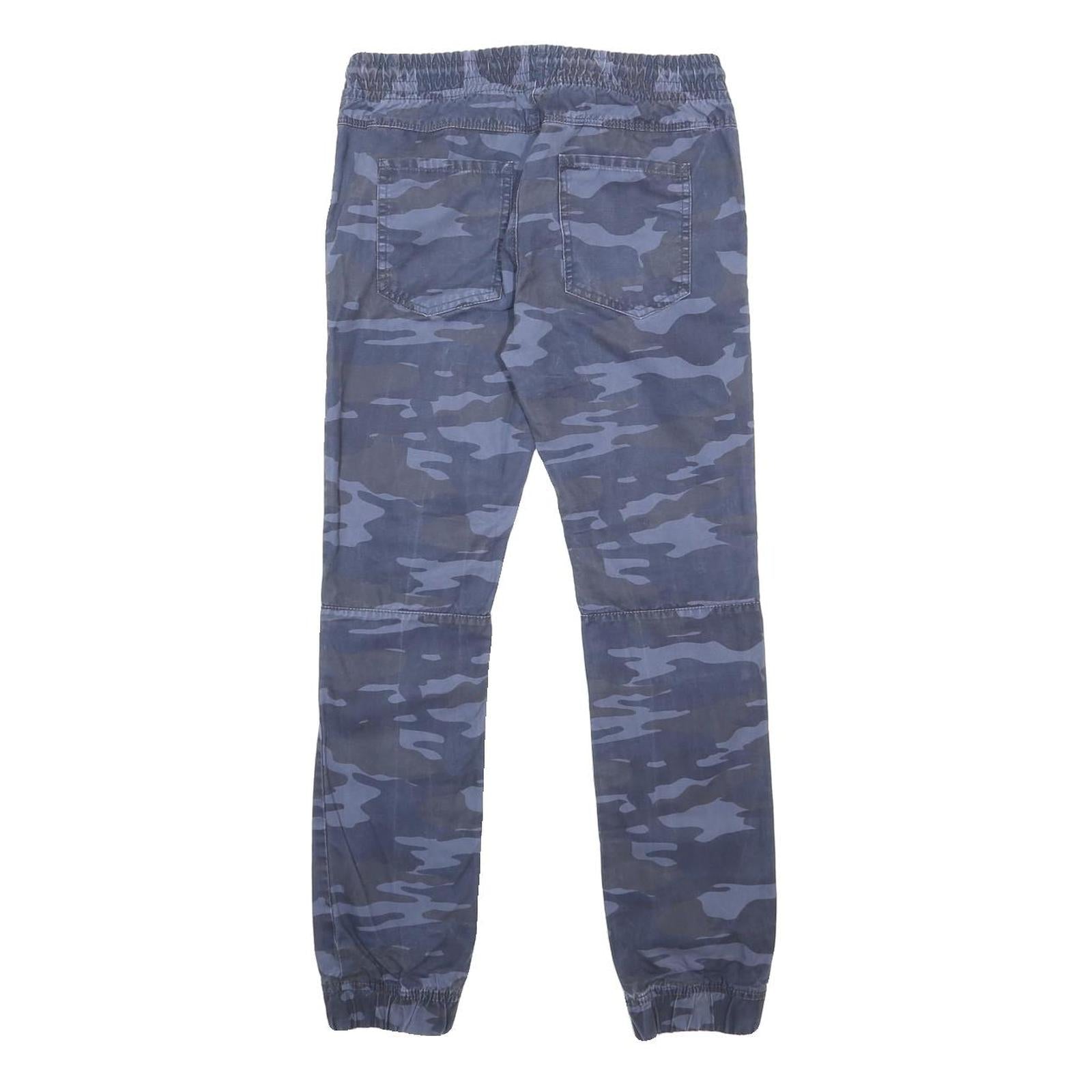C&A SKATE NATION Boys Cotton Blue Camouflage Slim Tapered Trousers W29 L28