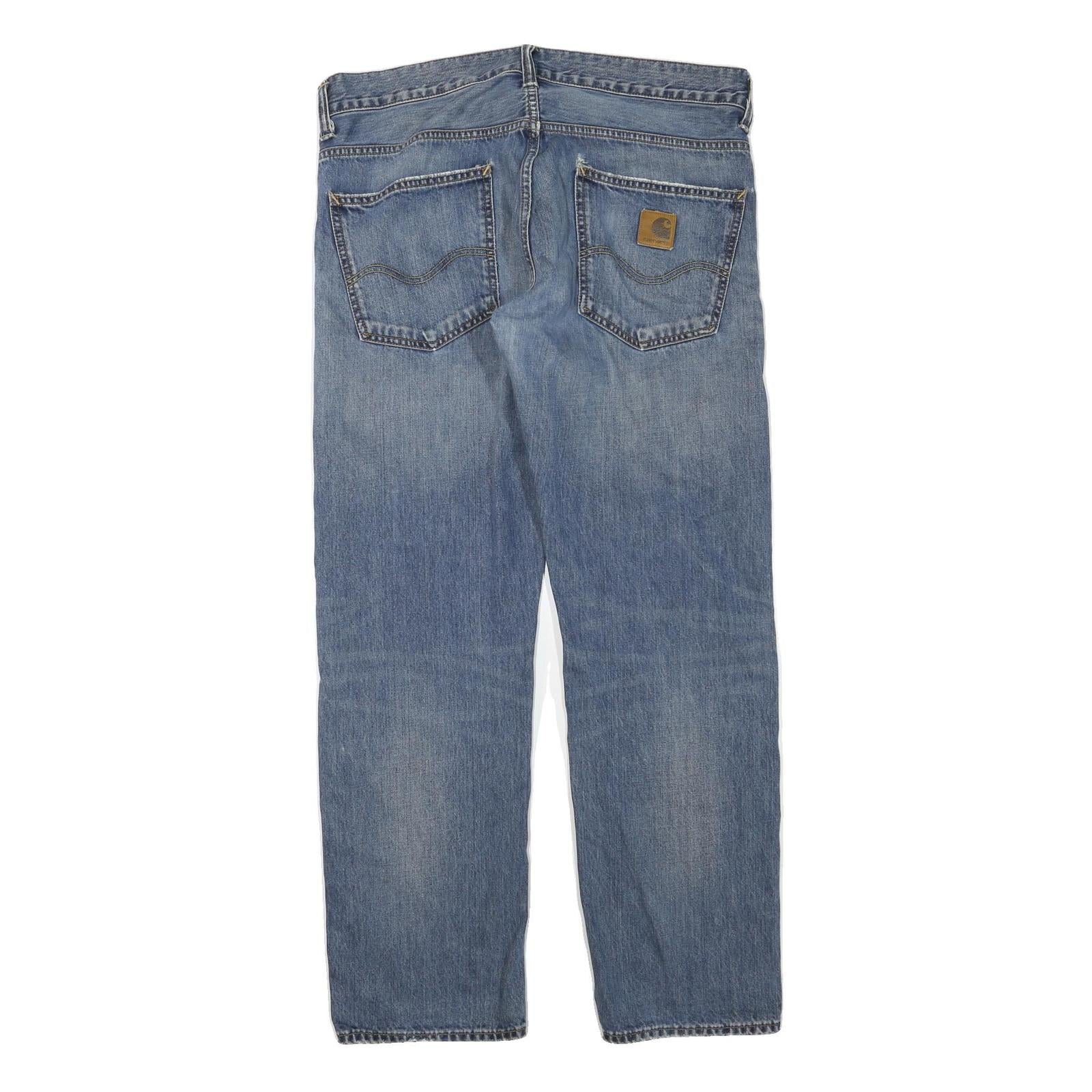 CARHARTT Mens Regular Fit Blue Denim Jeans W38 L32 Zip Cotton Blend Workwear