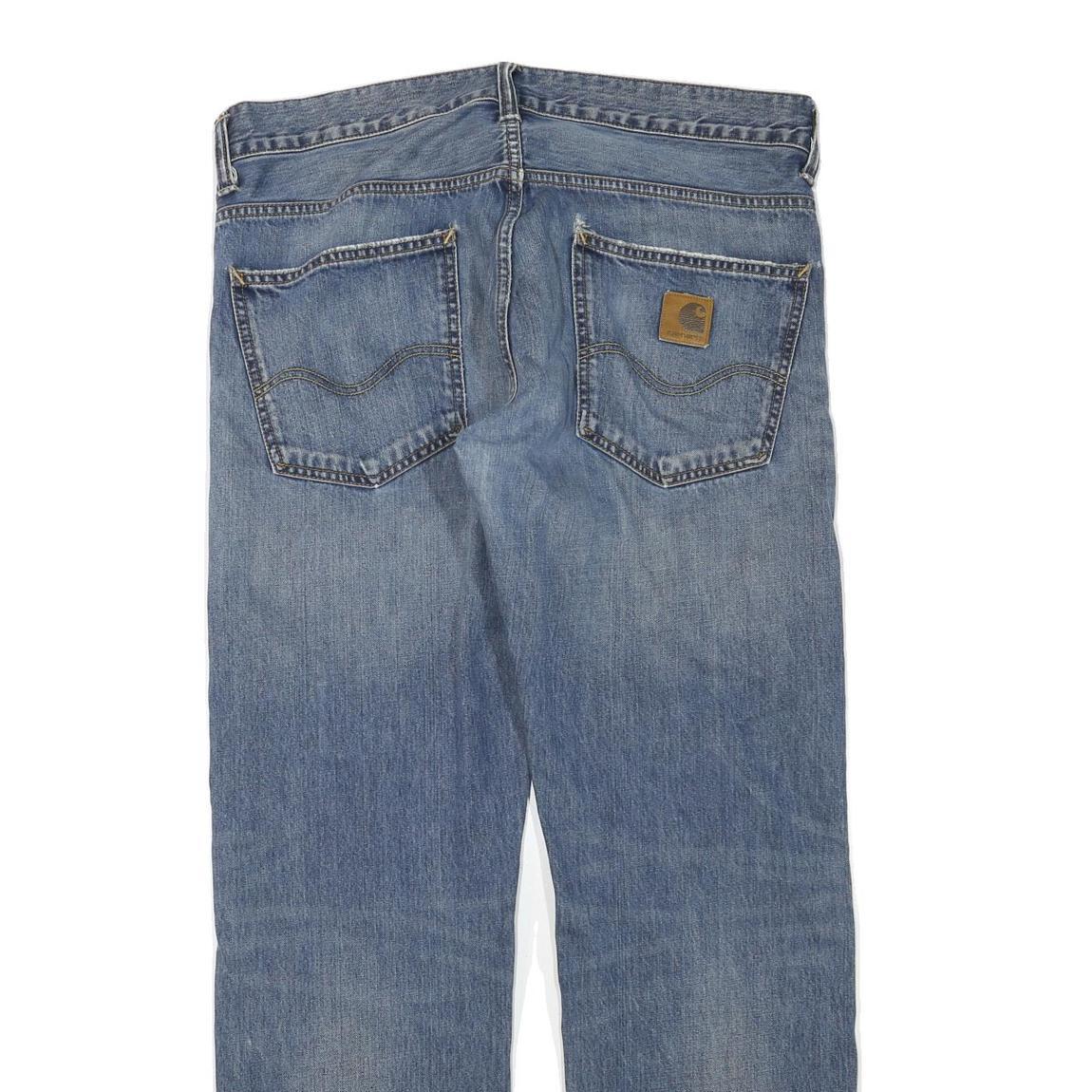 CARHARTT Mens Regular Fit Blue Denim Jeans W38 L32 Zip Cotton Blend Workwear