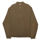 WOOLRICH Mens Brown Plain Pullover Zip Neck Basic Knit Jumper XL Casual Cotton