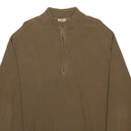 WOOLRICH Mens Brown Plain Pullover Zip Neck Basic Knit Jumper XL Casual Cotton