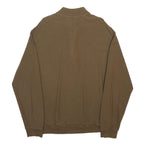 WOOLRICH Mens Brown Plain Pullover Zip Neck Basic Knit Jumper XL Casual Cotton
