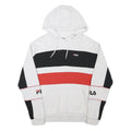 FILA Mens White Black & Red Colour Block Hoodie S Cotton Blend Casual Style