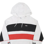FILA Mens White Black & Red Colour Block Hoodie S Cotton Blend Casual Style