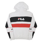 FILA Mens White Black & Red Colour Block Hoodie S Cotton Blend Casual Style