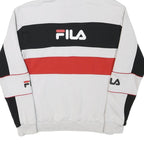 FILA Mens White Black & Red Colour Block Hoodie S Cotton Blend Casual Style