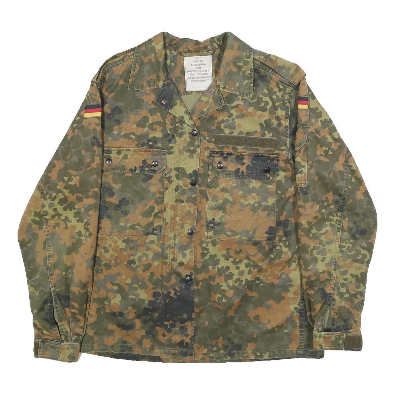 WAHLER Womens Green & Brown Camouflage Zip Jacket S Cotton Blend Casual Outdoor