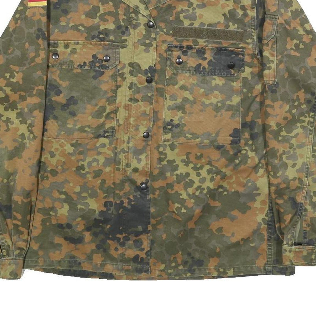 WAHLER Womens Green & Brown Camouflage Zip Jacket S Cotton Blend Casual Outdoor